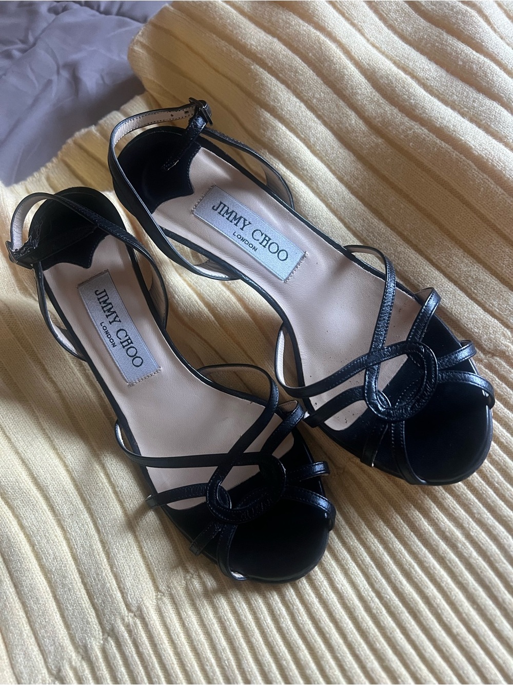 Jimmy Choo Black Strappy Open-Toe Heeled Sandals